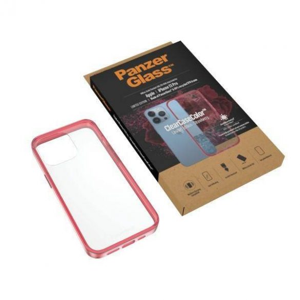 Husă PanzerGlass ClearCase iPhone 13 Pro 6,1" antibacterian Strawberry 0340 de calitate militară