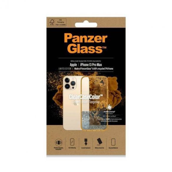 Husă PanzerGlass ClearCase iPhone 13 Pro Max 6,7" antibacteriană militară Tangerine 0343