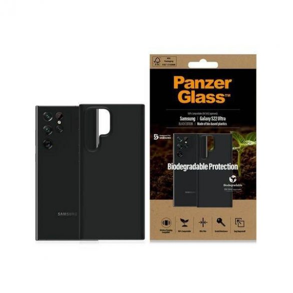 Husă biodegradabilă PanzerGlass pentru Samsung S22 Ultra G908 carcasa neagră 0376