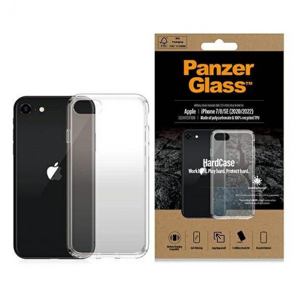 Panzer sticlă hard Husă iPhone SE 2022 / SE 2020 / 7 / 8 Antibacterian de grad militar Tangerine transparent 0377 husă