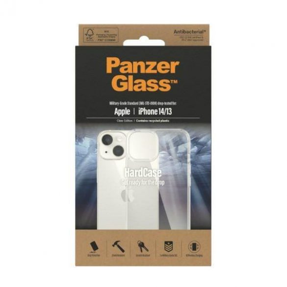 PanzerGlass HardCase iPhone 14 / 15 / 13 6,1" Antibacterian grad militar transparent 0401