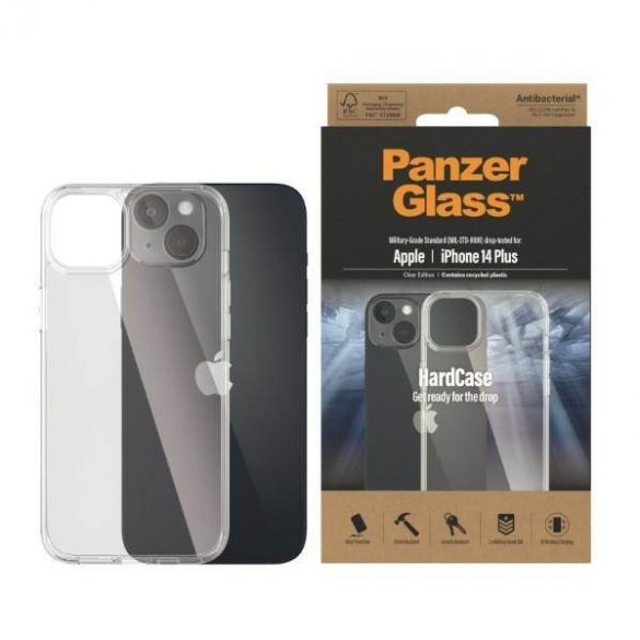 Panzer sticlă hard Husă iPhone 14 Plus / 15 Plus 6.7" Antibacterian Transparent de grad militar 0403