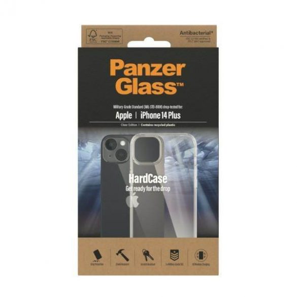 Panzer sticlă hard Husă iPhone 14 Plus / 15 Plus 6.7" Antibacterian Transparent de grad militar 0403