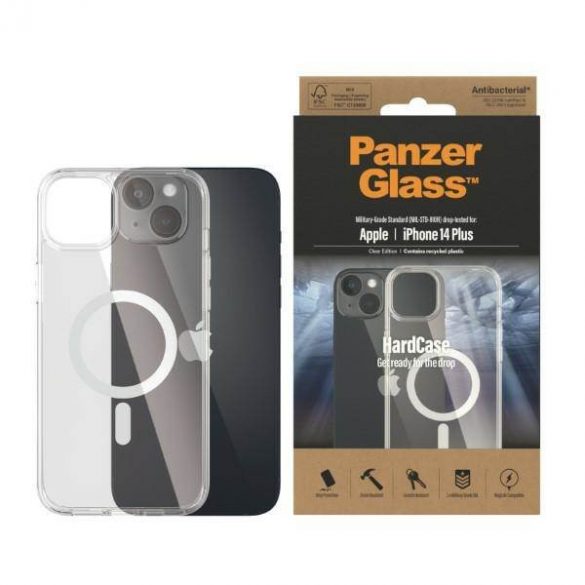 PanzerGlass HardCase iPhone 14 Plus / 15 Plus 6.7" MagSafe Antibacterian Transparent grad militar 0411