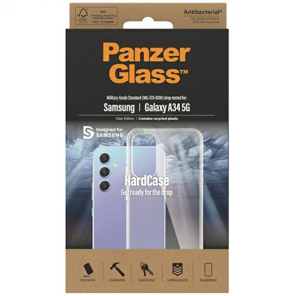 PanzerGlass HardCase Samsung A34 5G A346 Antibacterian Clasa militară transparentă 0444