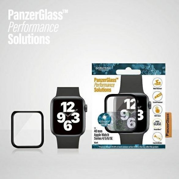 PanzerGlass Curved Apple Watch 4/5/6/SE 40mm Protector de ecran antibacterian czarny/negru