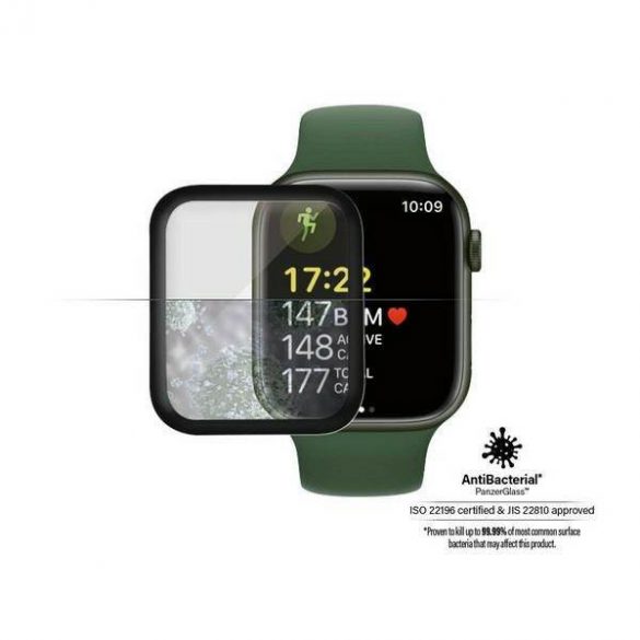 PanzerGlass Curved Apple Watch 7 41mm Protector de ecran antibacterian czarny/negru