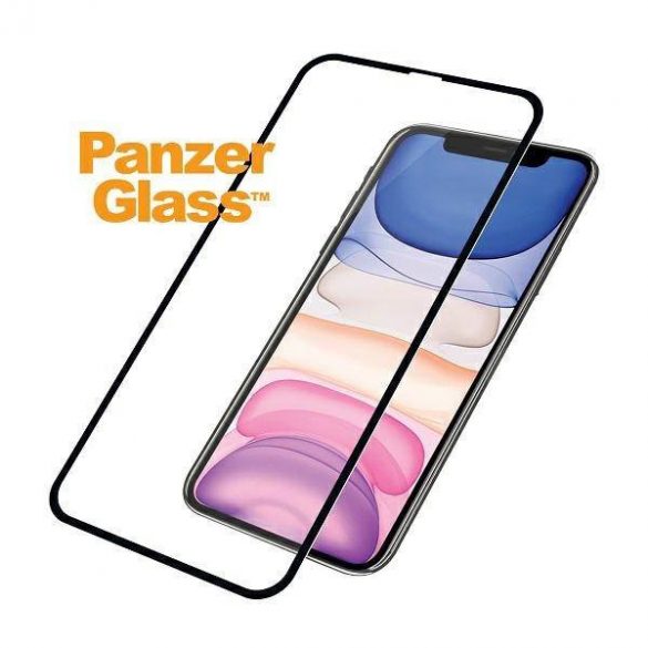 PanzerGlass E2E Super+ iPhone XR/11 Protector de ecran prietenos cu husa neagră/czarny