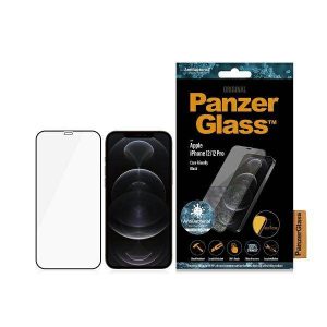 PanzerGlass E2E Super+ iPhone 12/12 Pro Protector de ecran antibacterian MicroFracture prietenos cu husa czarny/negru