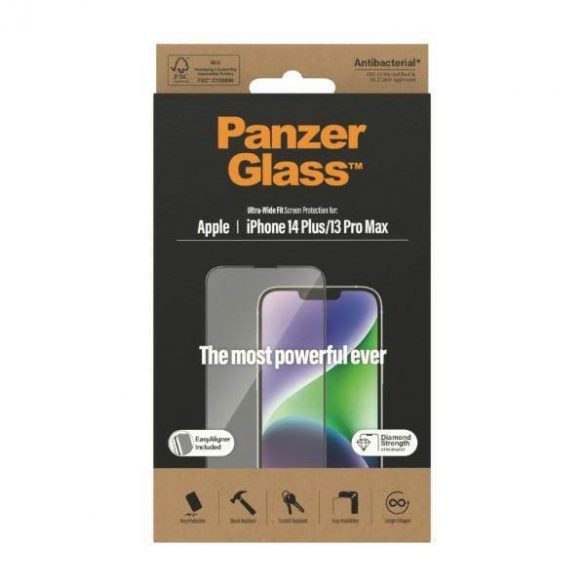 PanzerGlass Ultra-Wide Fit iPhone 14 Plus / 13 Pro Max 6,7" Protectie ecran Antibacterian Easy Alineer inclus Protector de ecran 2785