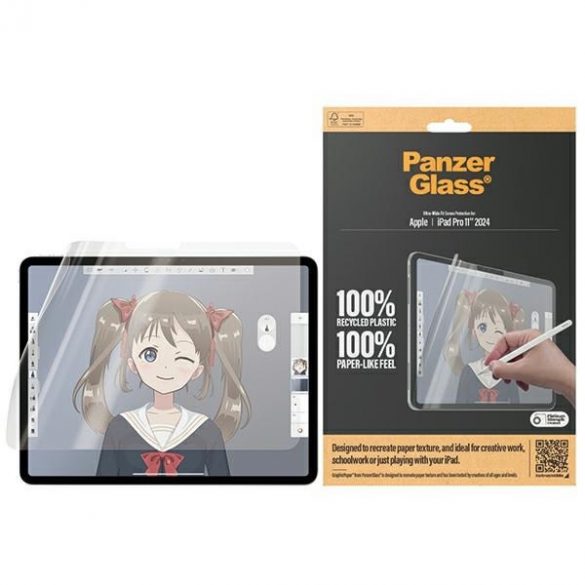 PanzerGlass GraphicPaper iPad Pro 2024 11" anti-orbire, compatibil cu carcasă, potrivire ultra-largă 2832