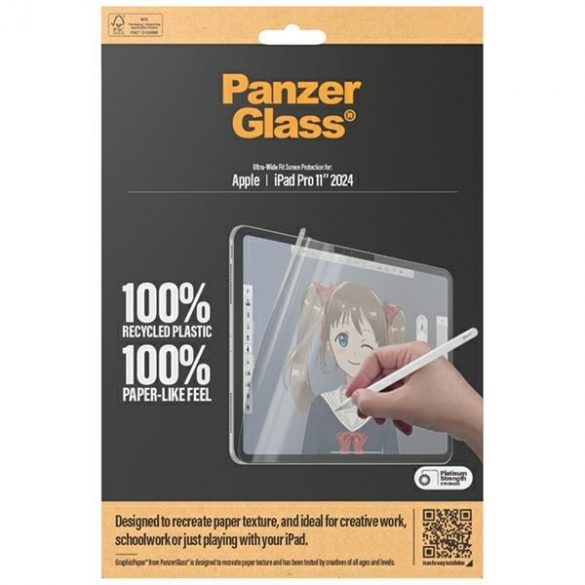 PanzerGlass GraphicPaper iPad Pro 2024 11" anti-orbire, compatibil cu carcasă, potrivire ultra-largă 2832