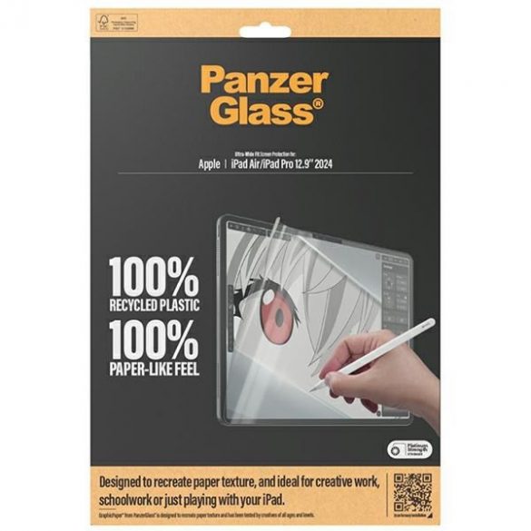 PanzerGlass GraphicPaper iPad Air 2024 12,9" - iPad Pro 2024 12,9" Anti-orbire, compatibil cu carcase, potrivire ultra-largă 2836