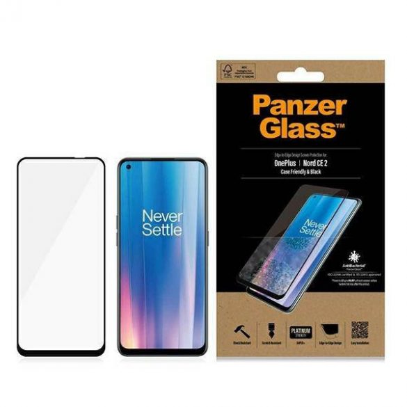 PanzerGlass E2E Super+ OnePlus Nord CE 2 Protector de ecran prietenos cu carcasa/negru