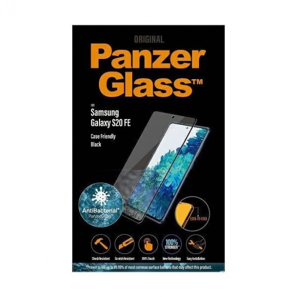 Panzer sticlă E2E Microfractura Samsung S20 FE G781 husă Friendly Finger Print AntiBacterian negru / negru ecran protector