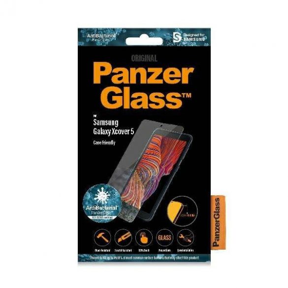 PanzerGlass Pro E2E obișnuit Samsung Xcover 5 G525 Carcasă antibacteriană Protector de ecran negru/czarny