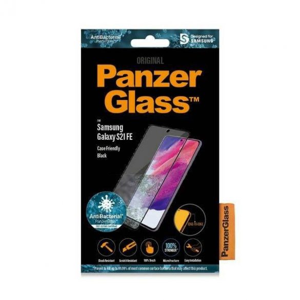 PanzerGlass E2E Microfracture Samsung S21 FE Carcasa prietenoasa cu amprenta Antibacterian czarny/negru 7275 protector de ecran