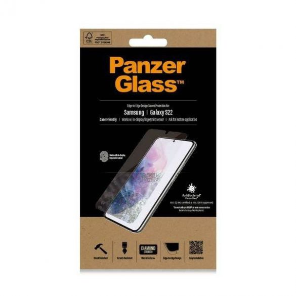 PanzerGlass E2E Microfracture Samsung S22 G901 Case Friendly Antibacterian czarny/negru 7293 protector de ecran