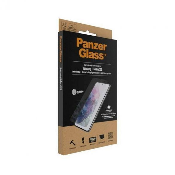 PanzerGlass E2E Microfracture Samsung S22 G901 Case Friendly Antibacterian czarny/negru 7293 protector de ecran