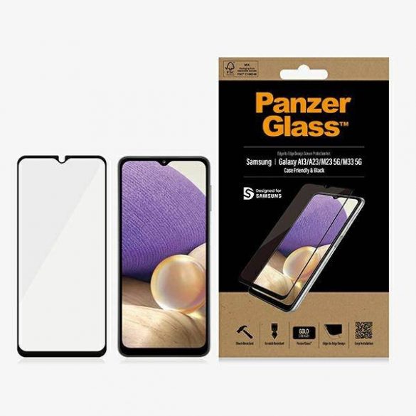 PanzerGlass E2E obișnuit Samsung A12/A23/ M23 56/M33 5G Protector de ecran prietenos cu carcasă/negru