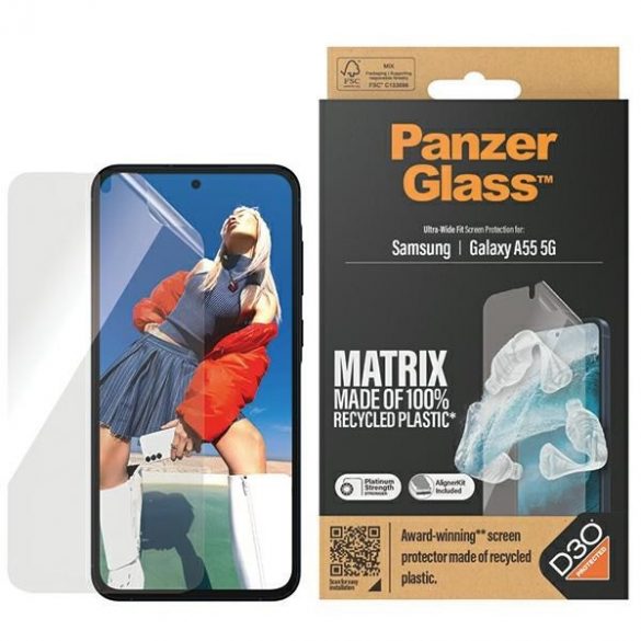 PanzerGlass Matrix Ultra-Wide Fit Sam A55 5G A556 Protecție ecran 7362 cu Easy Aligner