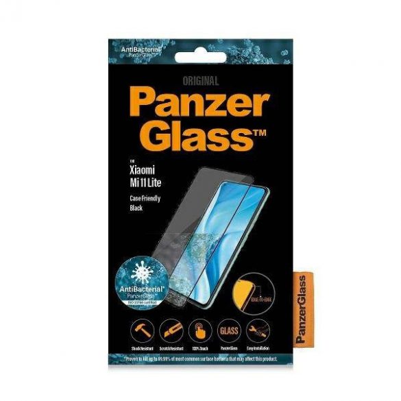 PanzerGlass E2E obișnuit Xiaomi Mi 11 Lite 5G, compatibil cu carcasă, protector de ecran antibacterian czarny/negru