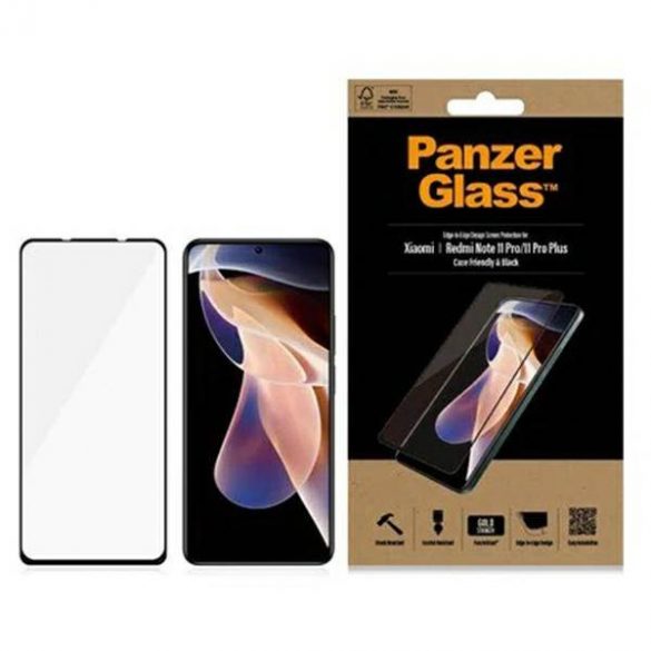 PanzerGlass E2E obișnuit Xiaomi Redmi Note 11 Pro/11 Pro+ 5G Protector de ecran prietenos cu carcasă/negru