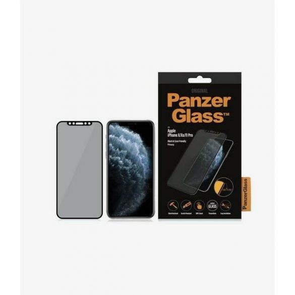 PanzerGlass E2E Super+ iPhone X/XS /11 Pro Protector de ecran de confidențialitate prietenos cu husa