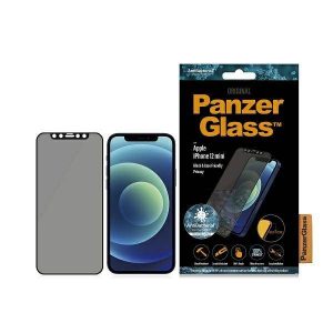 Panzer sticlă E2E Super+ iPhone 12 Mini husă prietenos antibacterian Microfracture Privacy negru / negru ecran protector