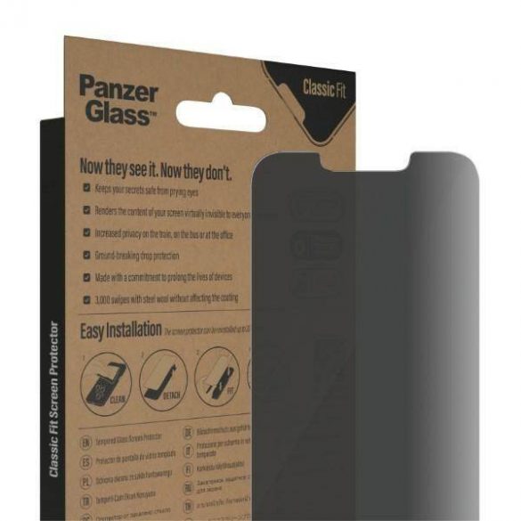 Panzer sticlă Classic Fit iPhone 14 / 13 Pro / 13 6,1" Privacy Screen Protection Antibacterial P2767 Folie protecție ecran