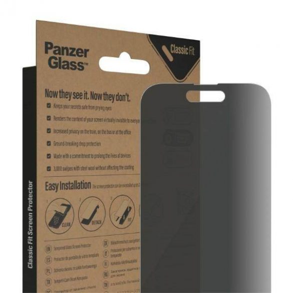 Panzer sticlă Classic Fit iPhone 14 Pro 6,1" Privacy Screen Protection Antibacterial P2768 Folie protecție ecran