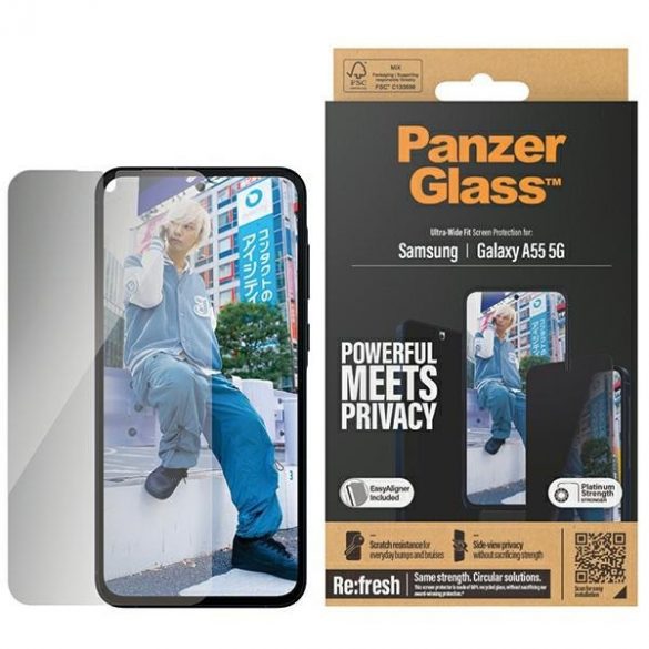 PanzerGlass Ultra-Wide Fit Sam A55 5G A556 Protecție ecran de confidențialitate Aliniere ușor inclusă P7358