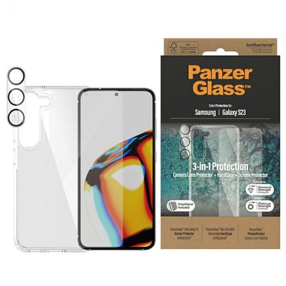 Panzer sticlă Bundle 3in1 Sam S23 S911 hard Husă + Screen protecție+ Camera Lens 0433+7315