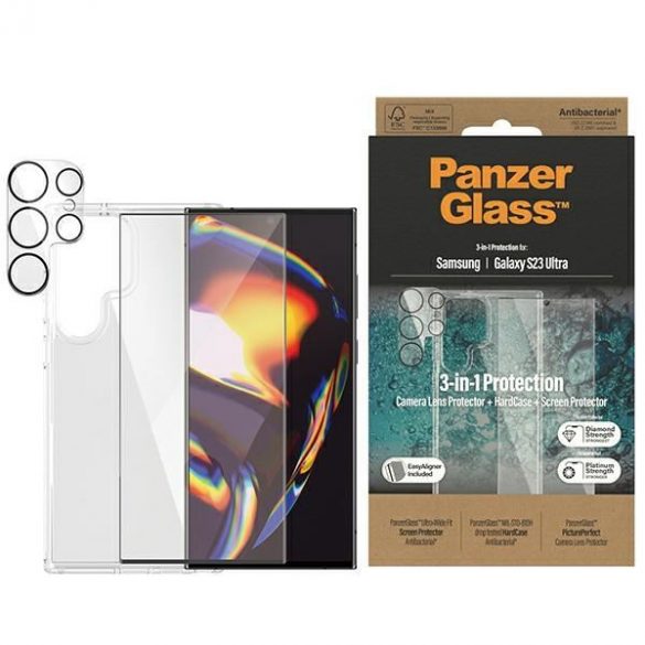 Panzer sticlă Bundle 3in1 Sam S23 Ultra S918 hard Husă + Screen protecție+ Camera Lens 0435+7317