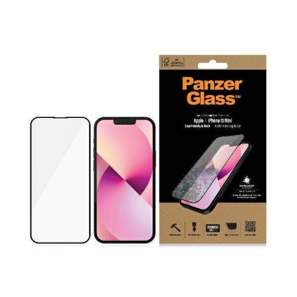 PanzerGlass E2E Confidențialitate iPhone 13 Mini 5,4" Protector de ecran cu microfractură Antibacterian czarny/negru ProP2744