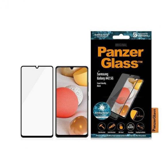 PanzerGlass E2E Super+ Samsung A42 5G A426 Protector de ecran antibacterian antibacterian pentru carcasa neagra