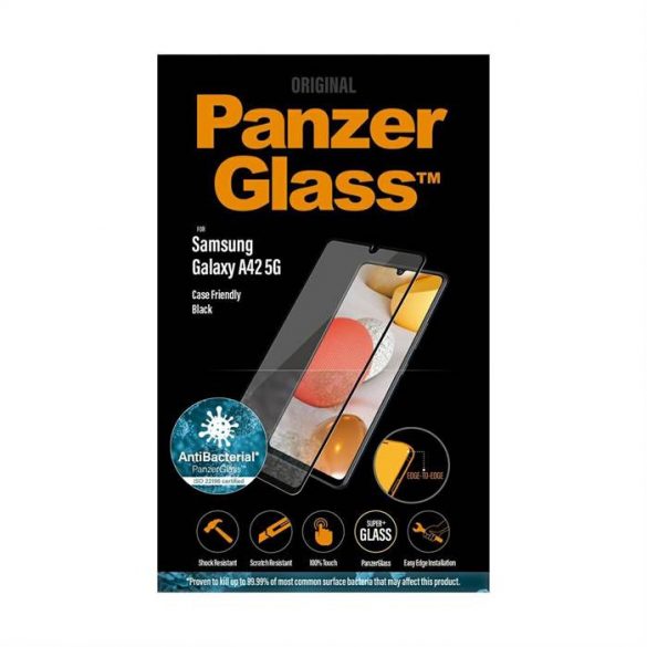 PanzerGlass E2E Super+ Samsung A42 5G A426 Protector de ecran antibacterian antibacterian pentru carcasa neagra