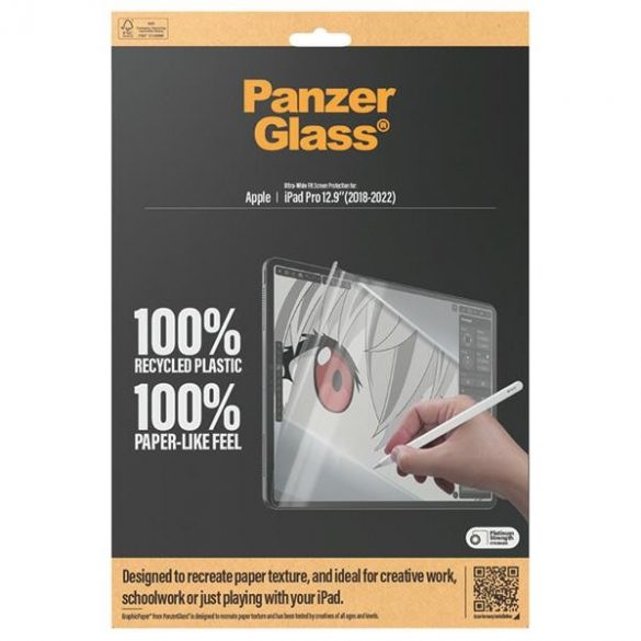 PanzerGlass GraphicPaper iPad Pro 12,9" (2018-2022) Anti-orbire, compatibil cu carcase, antibacterian