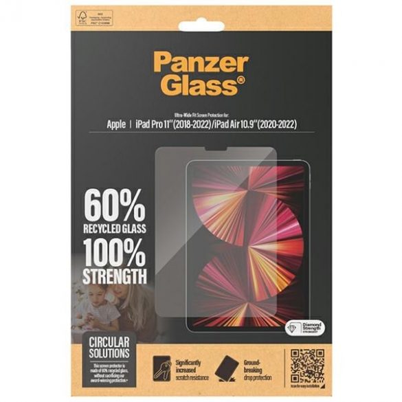 PanzerGlass Ultra-Wide Fit Apple iPad Pro 11" 2018-2022/Air 109" 2020-2022 Protecție ecran Antibacterian 2847