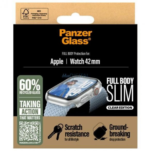 Husă PanzerGlass Snappie pentru întregul corp Apple Watch 10 42 mm - Transparentă