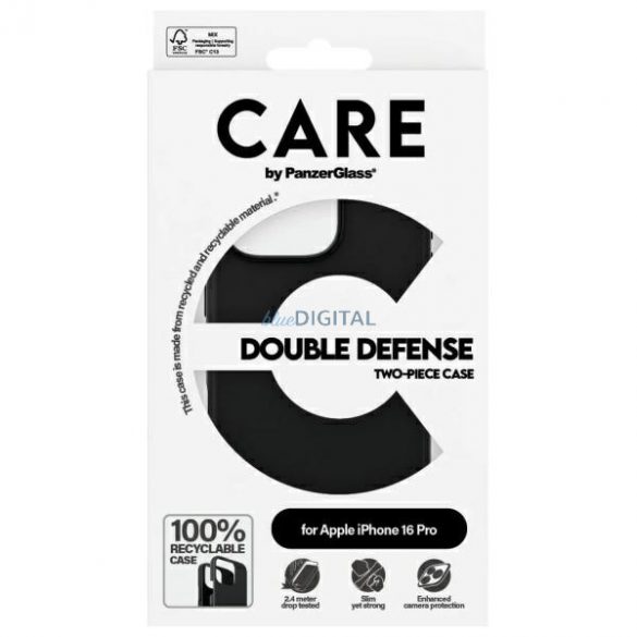 Carcasă CARE by PanzerGlass Feature Double Defense pentru iPhone 16 Pro - negru