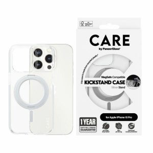 Husă CARE by PanzerGlass Kickstand iPhone 15 Pro 6,1" MagSafe srebrny/silver 1414