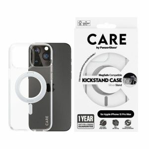 Husă CARE by PanzerGlass Kickstand iPhone 15 Plus 6,7" MagSafe srebrny/silver 1416