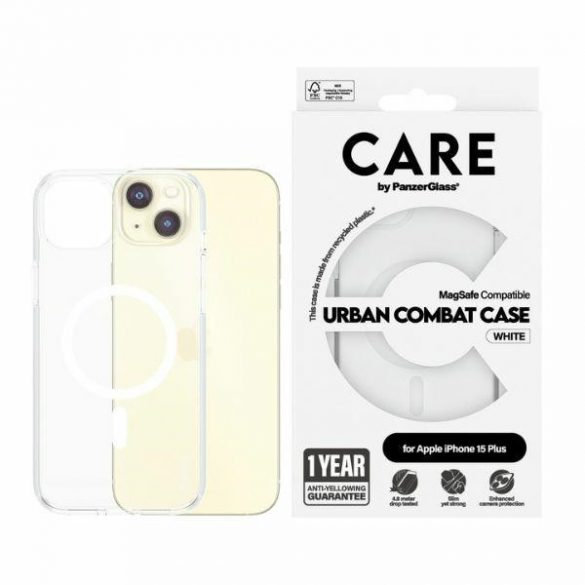 Husă CARE by PanzerGlass Urban Combat iPhone 15 Plus 6,7" MagSafe biał/alb 1419