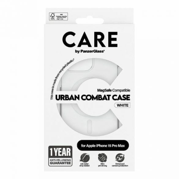 Husă CARE by PanzerGlass Urban Combat iPhone 15 Pro Max 6,7" MagSafe biał/alb 1420