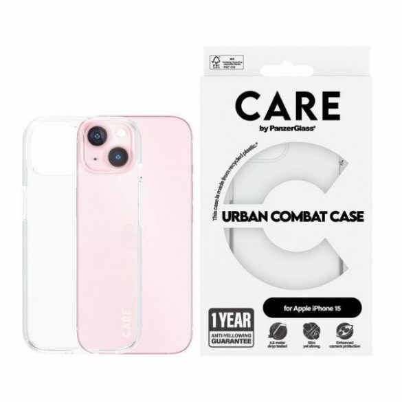 Husă CARE by PanzerGlass Urban Combat iPhone 15 6,1" przezroczysty/transparent 1421