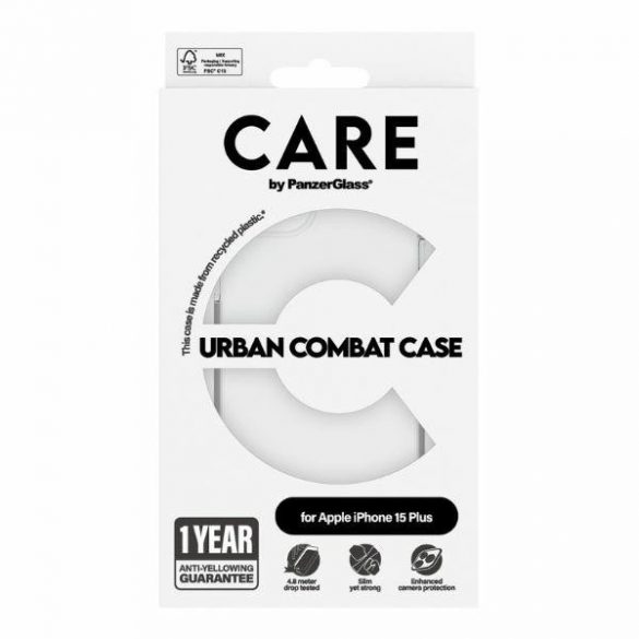 Husă CARE by PanzerGlass Urban Combat iPhone 15 Plus 6,7" przezroczysty/transparent 1423