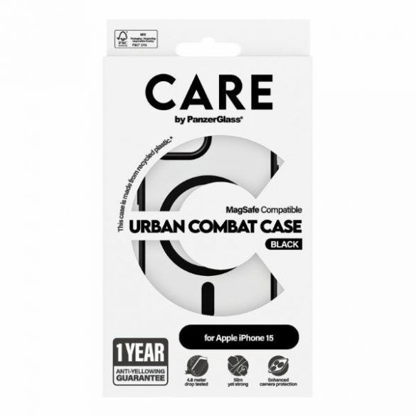 Husă CARE by PanzerGlass Urban Combat iPhone 15 6,1" MagSafe czarny/negru 1425