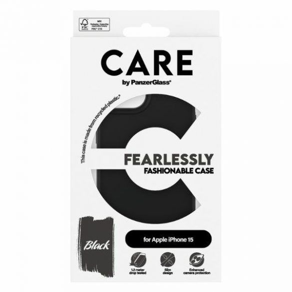 Husă CARE by PanzerGlass Fearlessly Fashioned iPhone 15 6,1" czarny/negru 1429