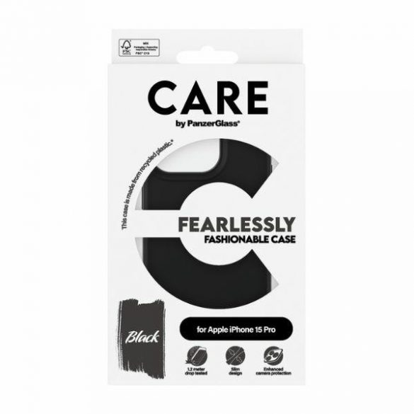 Husă CARE by PanzerGlass Fearlessly Fashioned iPhone 15 Pro 6,1" czarny/negru 1430